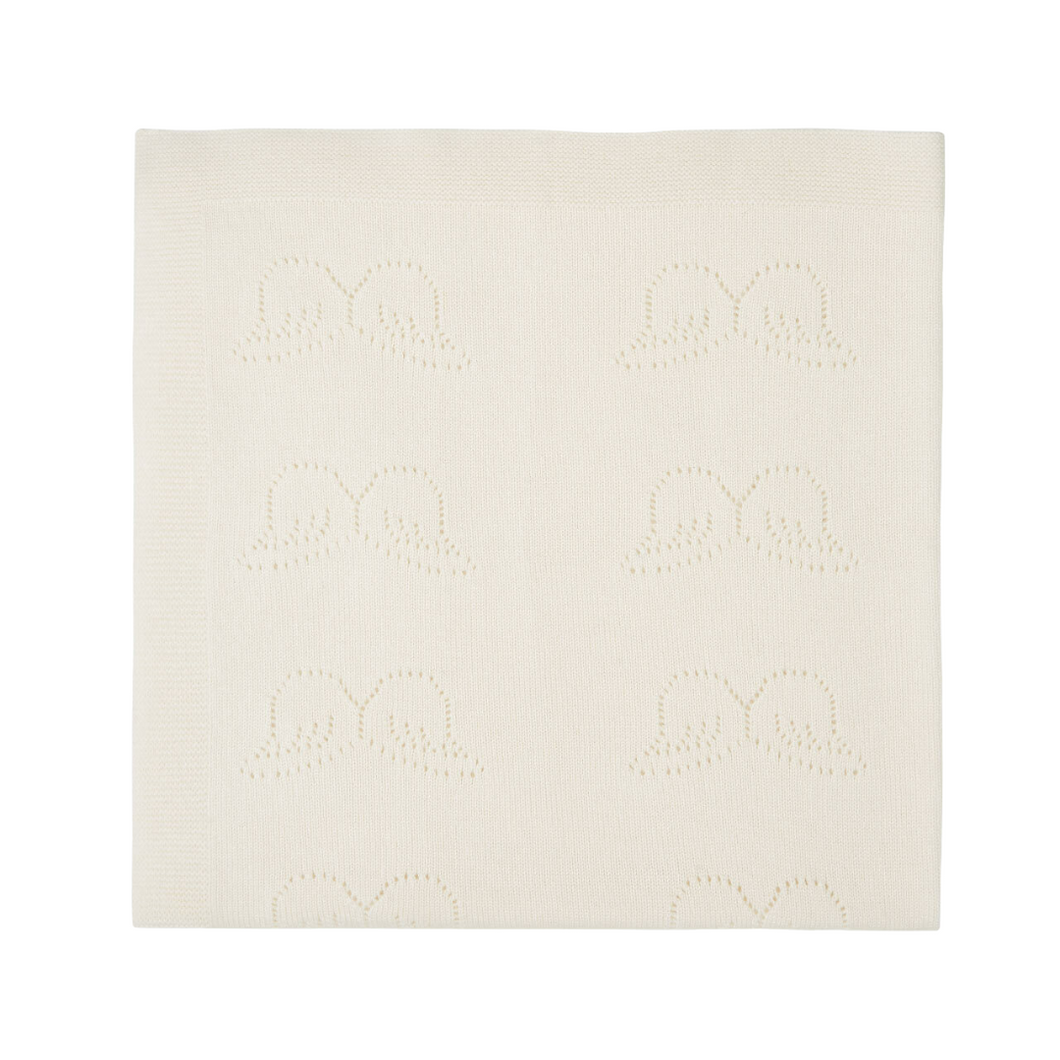 Angel Wing Cashmere Pointelle blanket in Ivory