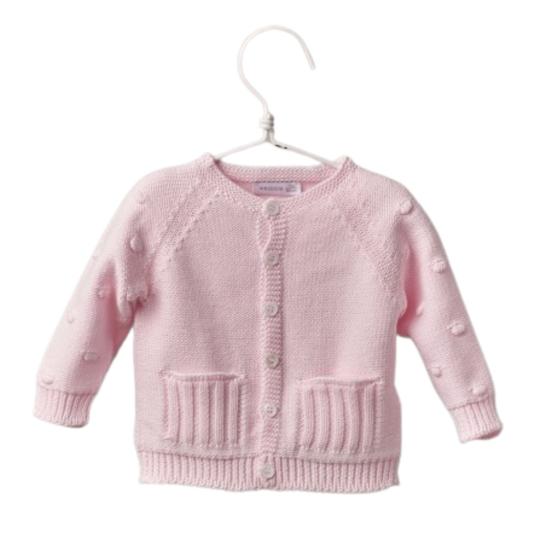 Baby Pompom Knit Cardigan - Soft Pink