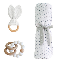 Load image into Gallery viewer, Bailey Bunny Teether Navy Spot
