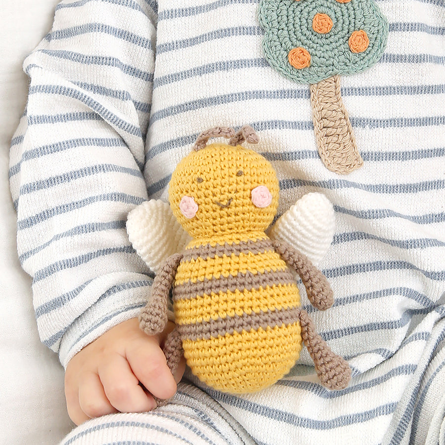 Crochet Baby Bee Rattle Toy