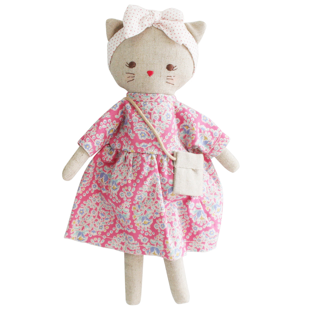 'Lilly' 26cm Pink Floral Linen Kitty