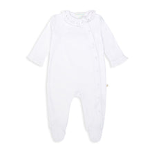 Load image into Gallery viewer, Pima Cotton Silver Angel  Wing Sleepsuit in White
