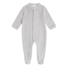Load image into Gallery viewer, Velour Silver Angel Wing Sleepsuit in Grey
